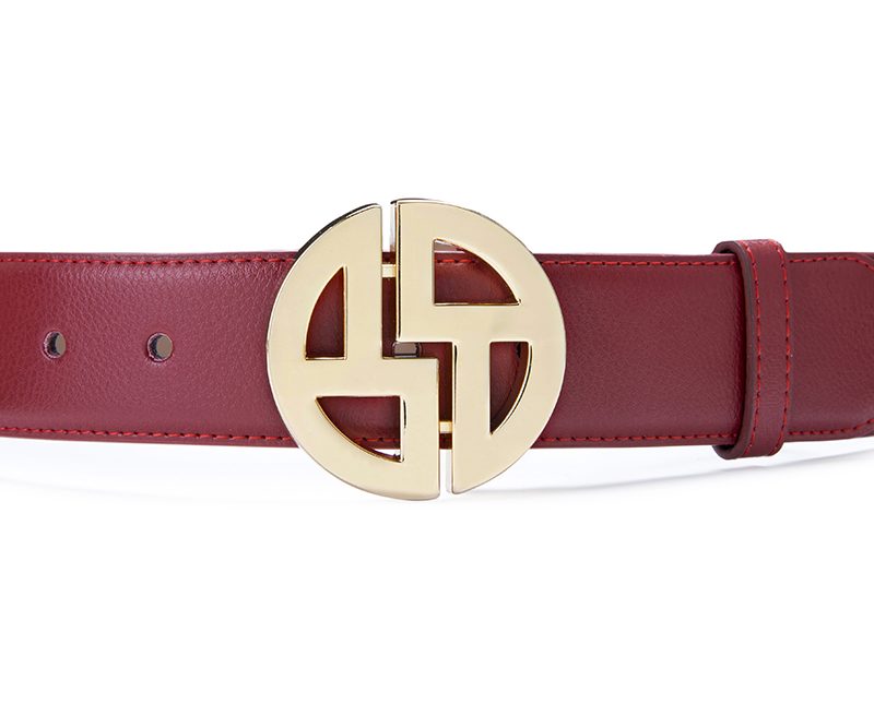 Red with gold buckle