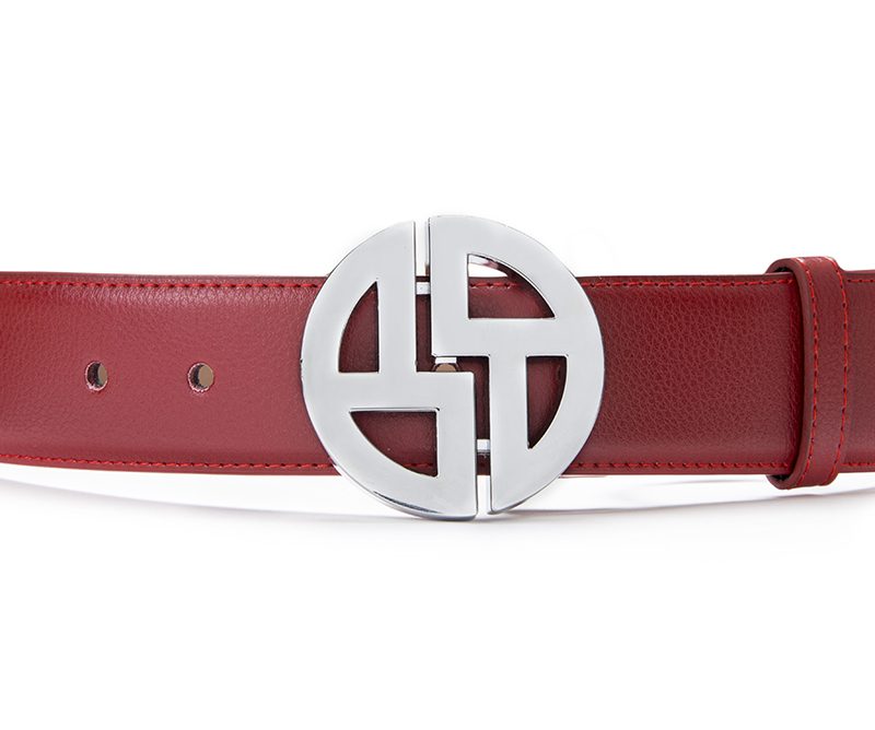 Red with silver buckle