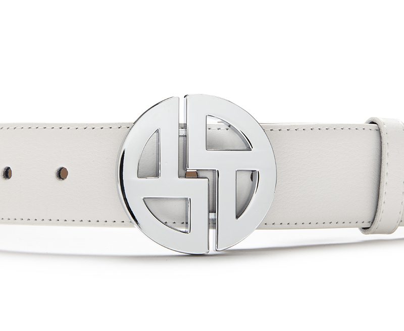 White with silver buckle