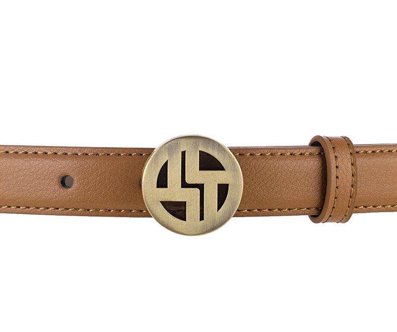 Thin brown with brass tone buckle