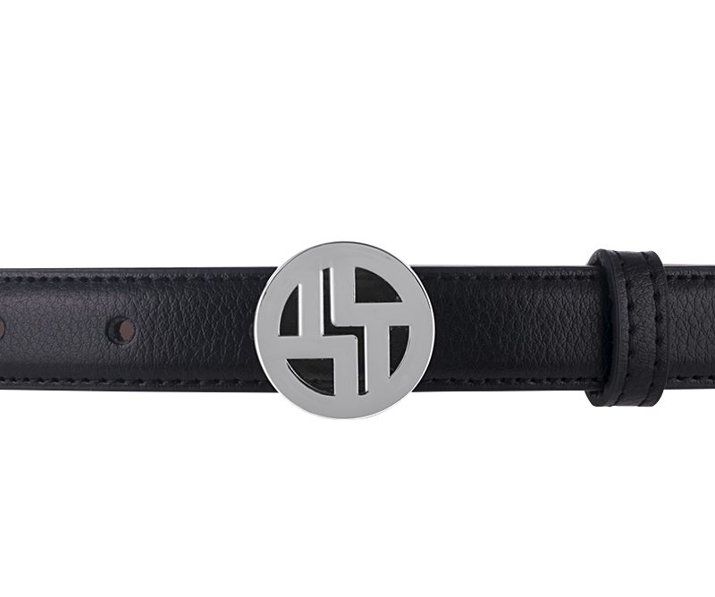 Thin black with silver buckle